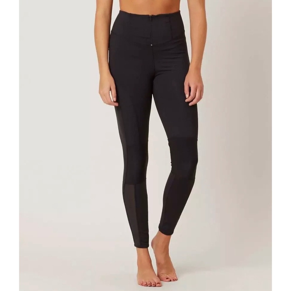 FP Movement Cool Rider Front Zip Leggings Free People Black Mesh High Rise Sz M